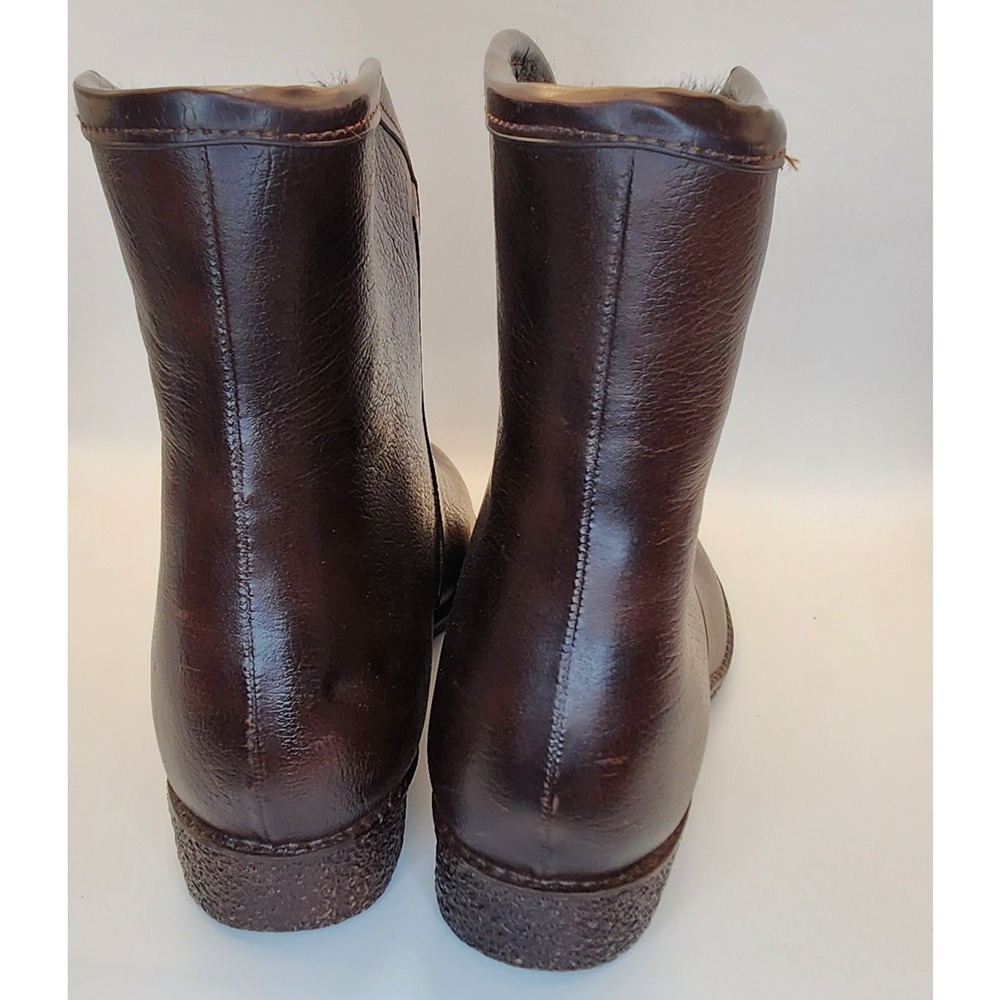 Women's Brown Rubber Waterproof Short Boots Front Zip Lined Size 9 - Picture 4 of 10